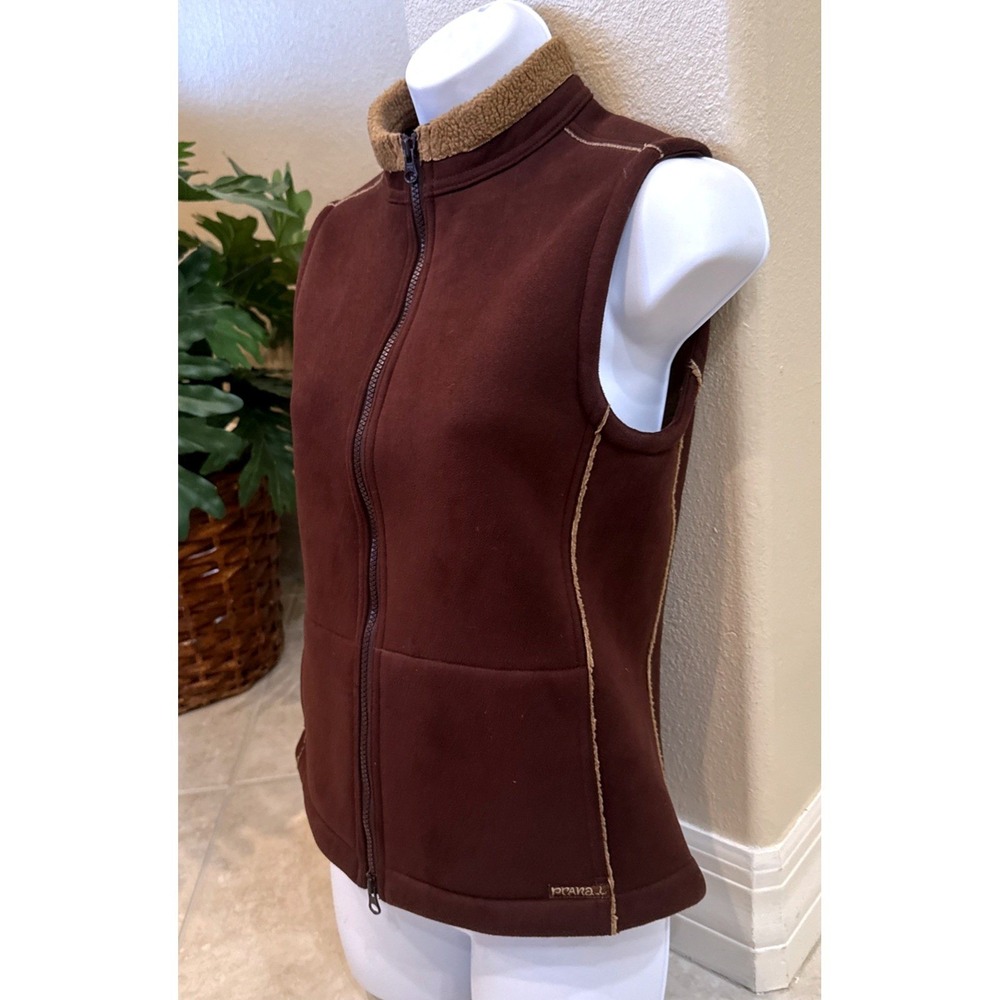 Prana Womens Full Zip Sherpa Lined Vest Brown Outdoor Hiking S